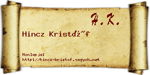 Hincz Kristóf névjegykártya